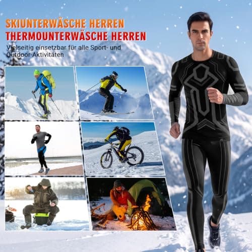 MEETWEE Men's Thermal Underwear Breathable Men's Thermal Functional Underwear Winter Ski Underwear Thermal Underwear Base Layer Ski Winter Sports, Grey (grey-1), L — view 5