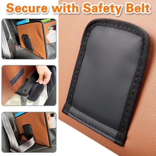 Noaman Car Organiser - 2025 Upgraded Leather Car Storage Organiser for Front Back Seat or Floor with 3 Metal Handles 6 Apartments, Multipurpose Car Caddy Organisers and Storage (Brown) — view 4