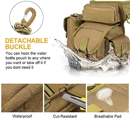 Flintronic Tactical Drop Leg Waist Bag, Multi-Purpose Waterproof Outdoor Military Hip Thigh Tool Bag Fanny Pack with Water Bottle Pouch, for Hiking Travel Motorcycling Camping Fishing — view 3