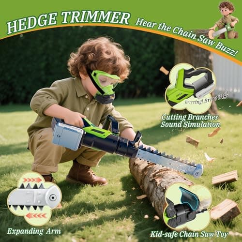 Kids Tool Set, 3-IN-1 Toddler Power Garden Tools with Sounds & Lights, Volume+/-, Toy Weed Wacker, Leaf Blower & Hedge Trimmer, Outdoor Play Toy Tools, Christmas Birthday Gifts for Boys 3 4 5 6 7 8+ — view 4