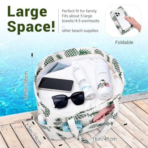 Large Beach Bag for Women:Holiday Essentials Summer Beach Tote Bag with Zip — view 3