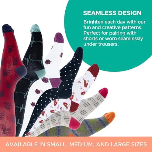 FITLEGS - Everyday Life Compression Socks - 14-17mmHg, Medium, Navy/Aqua — view 6