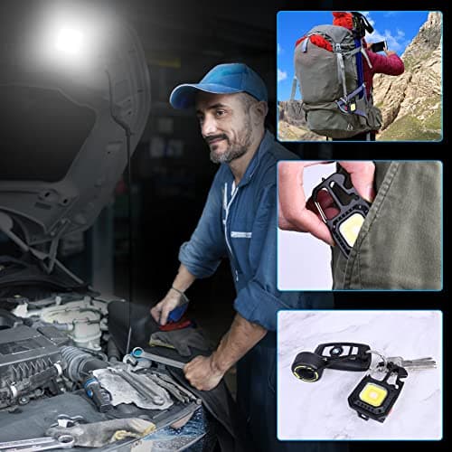 URAQT Mini LED COB Flashlight, 1000 Lumens 500mAh 7 Light Mode Upgraded Handheld Keychain Torch, Work Multifunctional Emergency LED Keyring Flashlight Rechargeable with Window Breaker Bottle Opener — view 6