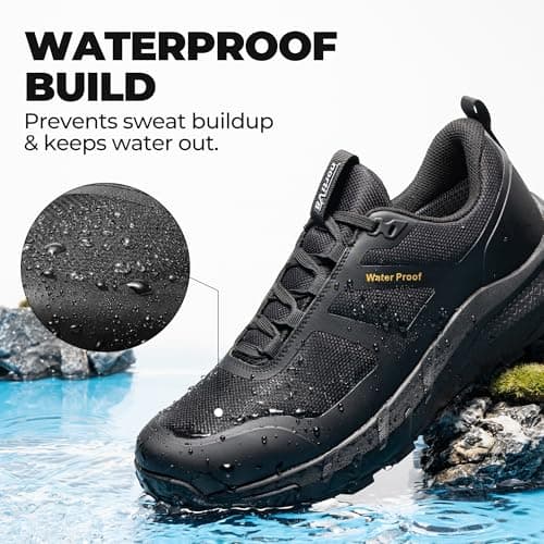 NORTIV 8 Men's Waterproof Hiking Shoes,Size 7,Black — view 6
