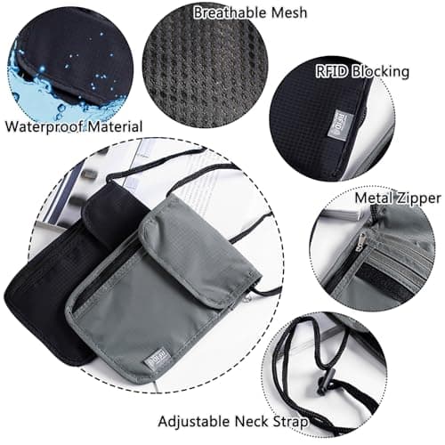 JSTHHTT 2 Pcs Neck Pouches - Phone Pouch with Neck Strap, RFID Blocking Travel Neck Wallet for Women and Men - Secure Neck Pouches and Passport Holder — view 3