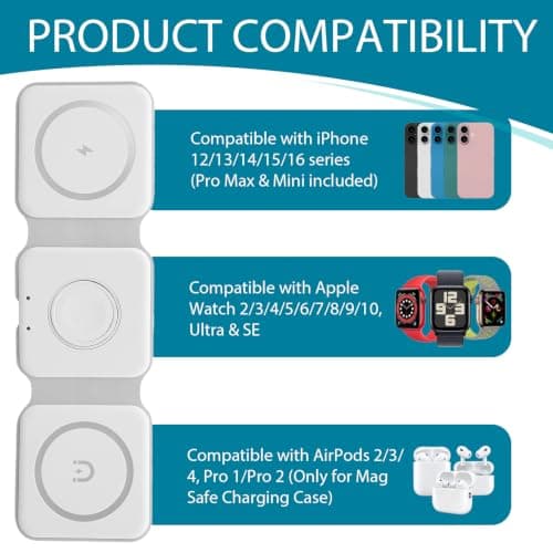 3 in 1 Wireless Charging Station for Apple Magnetic Foldable Travel Charger — view 6