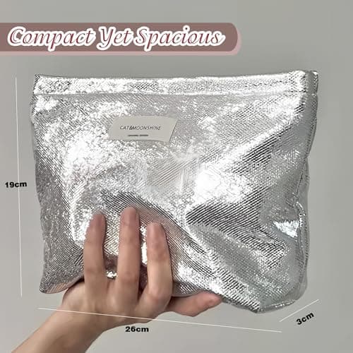 NICECONE Shiny Glitter Makeup Bag - Sparkly Bling Double Layer — view 2