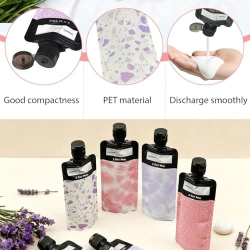 ChainYao 6 Pack Travel Toiletry Pouches 90ml, Leak-Proof Refillable Cosmetic Bags, Portable Clear Travel Containers for Shampoo Lotion Cream Makeup, TSA Approved for Holiday Business Trip — view 4