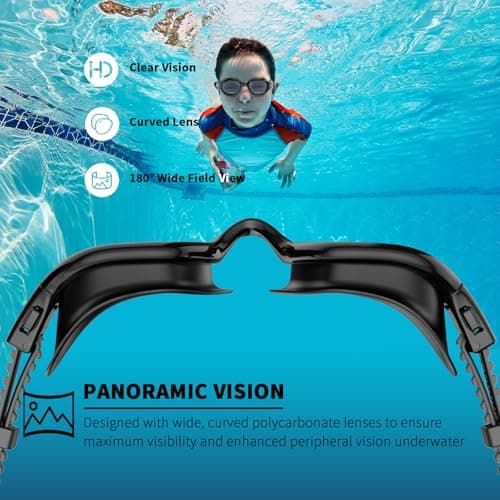 BEEWAY Kids Swimming Goggles for Boys Girls Age 6-14 Anti Fog & Leak Proof — view 3