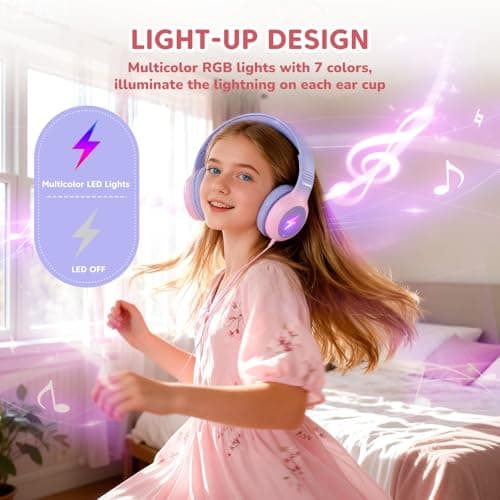 Cowyawn USB Type C Kids Headphones, Kid Wired Headphones with Mic/LED Light — view 5