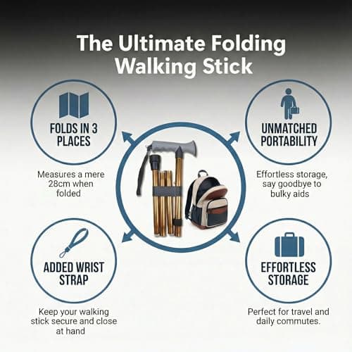 Life Healthcare Folding Gel Handle Walking Stick, Adjustable Aluminium Cane — view 2