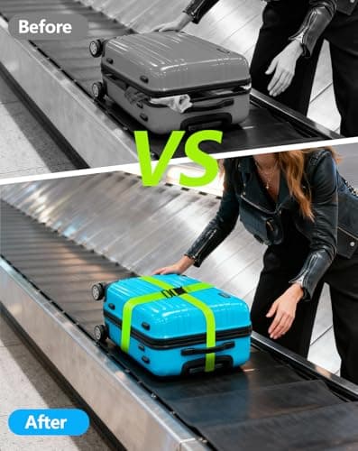 BILIONE 2Pcs Luggage Straps for Suitcases with Add A Bag Strap, 75" Long Adjustable Luggage Identifiers Nylon Travel Belt TSA Approved (Green) — view 4