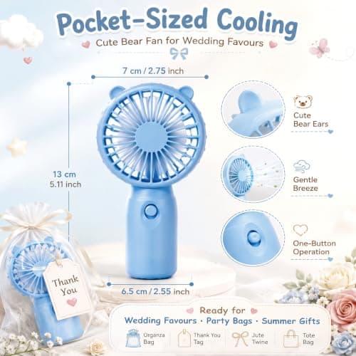 Fiada 20 Set Mini Portable Handheld Fans Bulk, Battery Operated — view 3