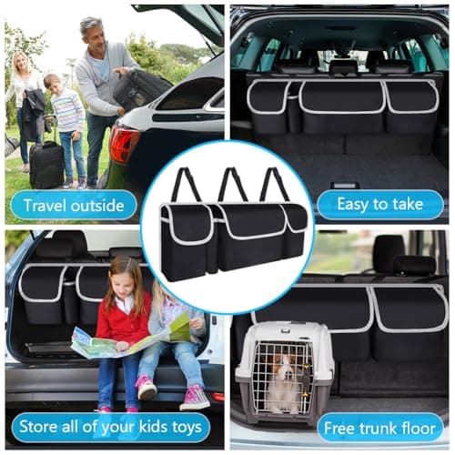 URAQT Car Boot Organizer,Car Storage Organiser, Back Seat Storage Bags 3 Adjustable Straps Foldable Cars Trunk Grocery Organizer Bags, Cars Interior Accessories for SUV, Truck, Van, Lorry — view 4