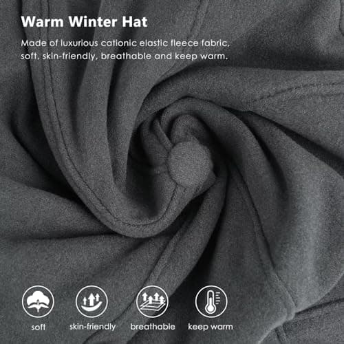 GADIEMKENSD Winter Reflective Fleece Hat with Adjustable String for Unisex Warm Winter Baseball Cap Soft Cold Hats Beanie for Hiking Running Travel Horse Workout Dark Grey — view 2