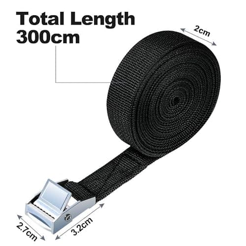 URAQT Tie Down Straps, 4 Pack Heavy Duty Tensioning Belts, 3M Adjustable Cargo Straps Ratchet Straps for Motorcycle, Cargo, Trucks, Trailer, Luggage, 250kg Loading Capacity, Quick Release (Black) — view 2