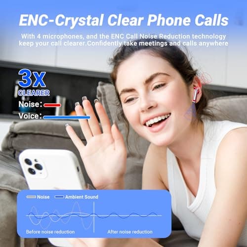 Wireless Earbuds Bluetooth 5.4 Headphones in Ear with 4 ENC Noise Cancelling Mic 2026 New Ear buds 42h Playtime HiFi Stereo Deep Bass Earphones IP6 Waterproof LED Display Bluetooth Earbuds Green — view 4