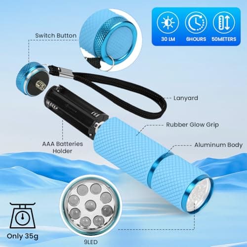 AXFEE 2PCS Small Torch, Battery Operated Torch,Flashlight-Torchs with 9 LED — view 4