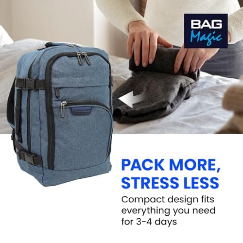 Bordlite Travel Underseat Cabin Approved Backpack, Lightweight Travel Rucksack, Premium Carry on Bag, 40x20x25cm - Navy — view 6