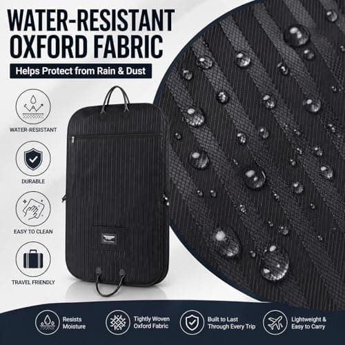 Garment Bag for Travel, 100 x 60 cm Foldable Suit Carrier with Trolley Sleeve & Leather Handles, Waterproof Oxford Fabric, Wrinkle-Free Hanging Clothes Bag for Suits, Coats — view 5