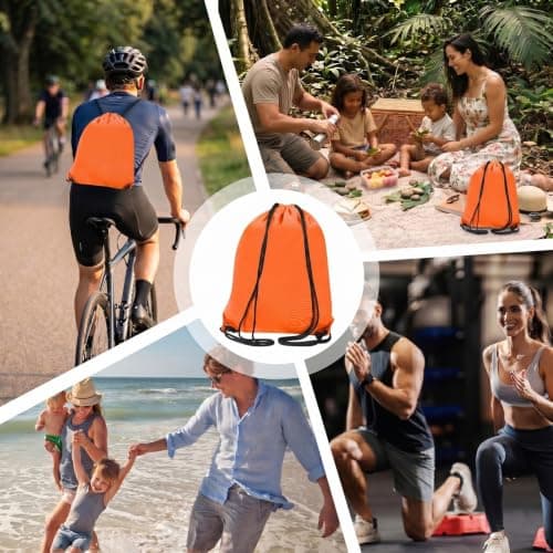 WESTWOOD FOX Drawstring Gym Bag String Bags Gym Sack Backpack PE Bags for Women Men Trainer Swimming Bag Travel Beach School Holidays Suitable for Sports,kids,Boys,Girls (Orange) — view 6