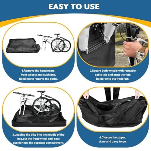Bike Travel Bag, Foldable Bike Box, Waterproof Transport Pack, Lightweight Airline-Approved Storage, Scooter Carrying, Outdoor Riding, Beach Trips, Road Cycling, Mountain Biking for Men and Youth — view 5