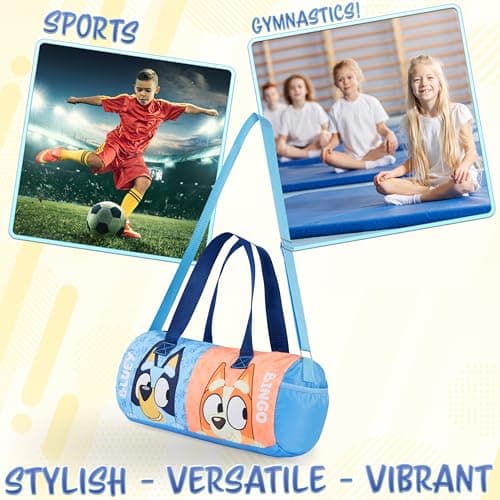 Bluey Duffle Bag for Kids Cute Travel Bag Holdall Weekend Bag for Sports PE Swimming Dance with Side Pockets Travel Essentials — view 2