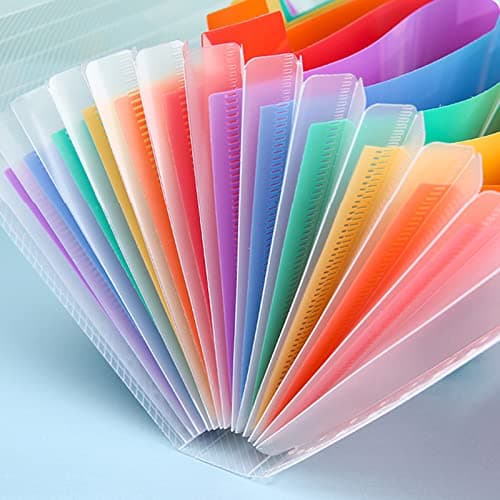 4 Pack A6 Expanding File Folder, 13 Pockets Portable Accordion Document Organiser, Rainbow Expandable Receipt Wallet & Plastic Bill Storage for Office, Home, School — view 2