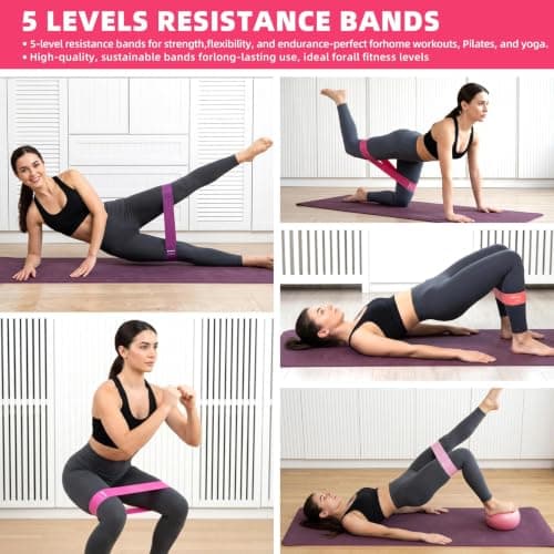SDLEFHE Women's Pilates Equipment Set, 13-Piece Yoga Starter Kit, Including Pilates Rings, Balls, Resistance Bands, Grips, Socks, and a Travel Bag for Full-Body Exercise for Women and Beginners — view 3