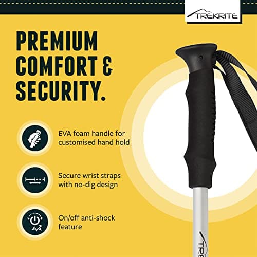 Trekrite Telescopic Walking Poles Set, Collapsible Hiking Poles, 3-Section Anti Shock Trekking Sticks for Men & Women - Adjustable Hiking Sticks with Accessories from a UK Based Company - Silver — view 3