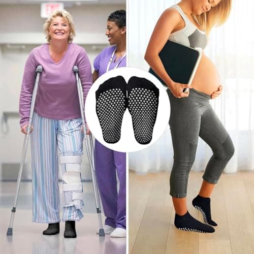 KEYRI Non Slip Yoga Socks Pilates Socks Cotton Yoga Socks for women and men with Grips,Ballet Home Hospital Fitness Sports Socks,Full Toe Ankle Non-Slip Grip Socks,One Size (4 Black) — view 6
