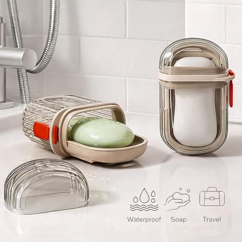 2 PCS Soap Travel Case, Soap Dish with Lid — view 3