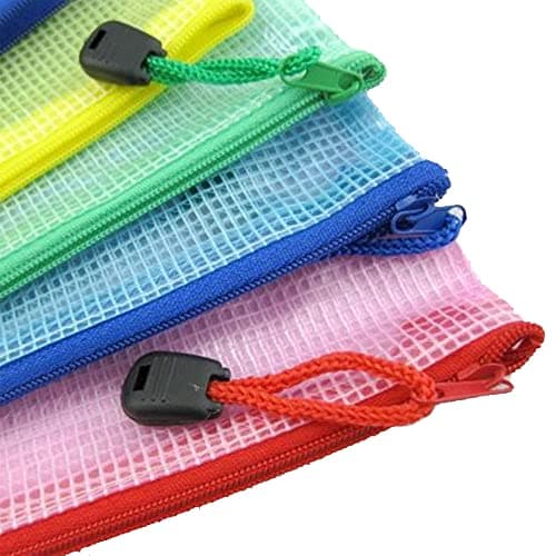 A4 Zip Folders, Plastic Wallets Zip Lock Bags for Offices Home Travel School Supplies, Zip Wallets Plastic Folders File Pockets File Bag for Cosmetics, Cross Stitch, Puzzles, Pack of 5, Pink — view 6
