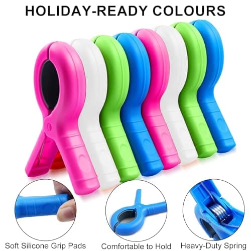 8-Pack Large Beach Towel Clips for Sun Loungers, Strong Windproof Non-Slip Towel Pegs, Laundry Pegs Sunbed Towel Clips Sunbed Pegs for Beach Towels Pool Chairs Accessories — view 3