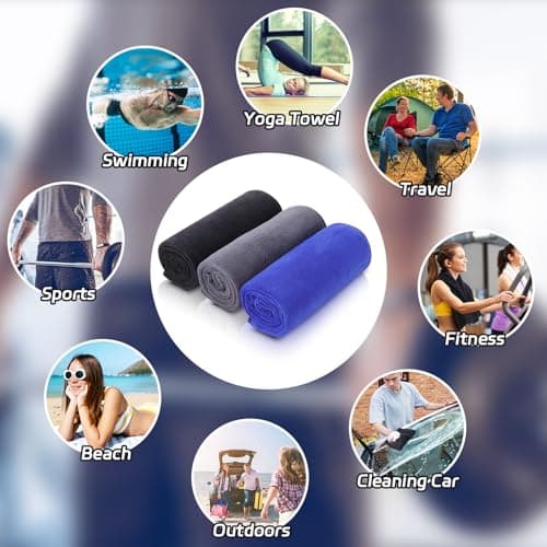 3 Pack Gym Towels Men Small Microfibre Sports Sweat Towels Black,Blue,Grey — view 4