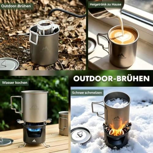 THTYBROS Titanium Camping Cup/Mug 750ML (25oz) with Lid & Mesh Storage Bag, Lightweight Titanium Cookware for Backpacking, Hiking, Travel, and Outdoor Survival Gear, Single Wall Design — view 3