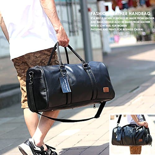 seyfocnia Travel Duffel Bag, Overnight Weekend Bag with Shoe Compartment Carry On Hand Luggage Bags Large Holdall Bags for Men (Black) — view 6