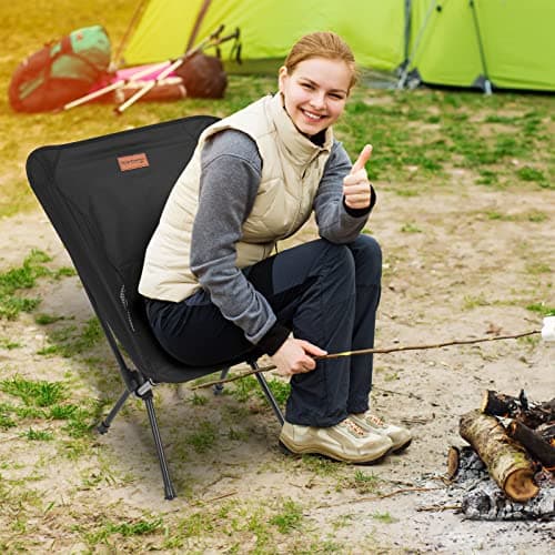 Rainberg Ultra Lightweight Camping Chair, Folding Chair, Camping Chairs for Adults, Foldable Garden Outdoor Picnic BBQ Chairs. (Pack of 1, Black) — view 2