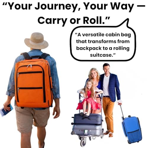 ATX Luggage 45x36x20 Backpack Carry-On Suitcase EasyJet Approved | 2-in-1 Underseat Lightweight Cabin Bag with Wheels | Red — view 4