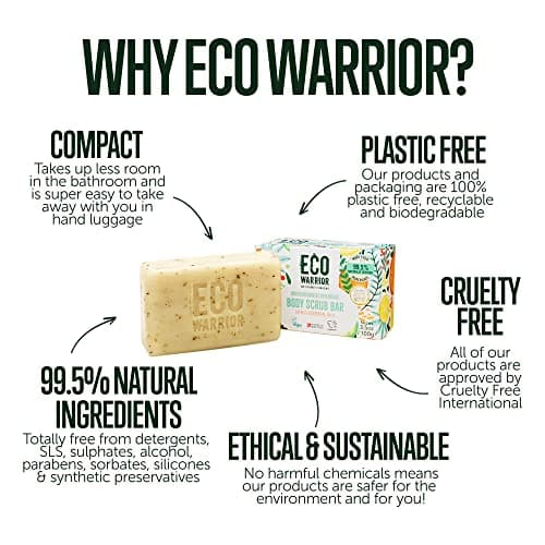 Eco Warrior Exfoliating Body Scrub Soap Bar, Citrus & Oatmeal, Vegan, 100g — view 4