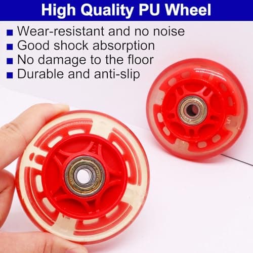 BENLIUDH Inline Skate Wheels With Bearings, 3 Inch Roller Blade 76mm Outdoor and Indoor Clear Wheels for Office Chairs, Luggage (4 Pack, Red) — view 4