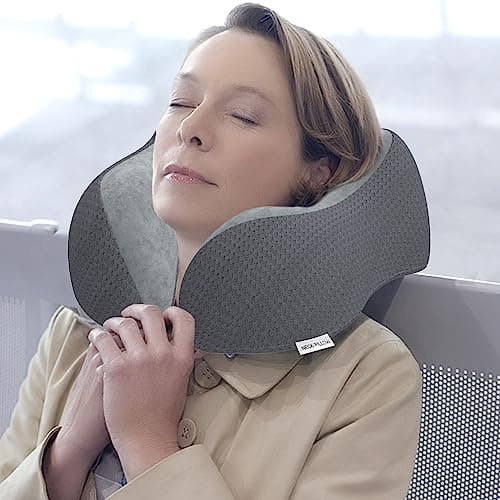 Yomisee Travel Pillow Neck Pillow for Travel Airplane Memory Foam Flight Pillow for Cars, Trains, Home, Offices（Dark Grey） — view 4