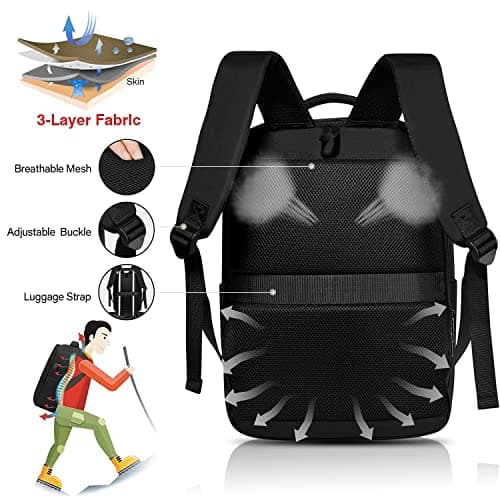 SONAMBULO Laptop Backpack for Men, 15.6 Inch Waterproof Rucksack with USB Charging Port, Durable Business Computer Bag for Work, Travel, College and School - Black — view 6