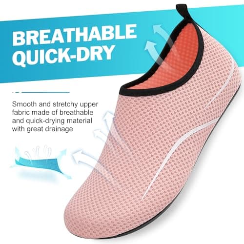 gitzing Water Shoes for Women Men Beach Quick-Dry Swim Aqua Socks Breathable Barefoot Shoes for Beach Surfing Driving Pool Yoga Travel(Pink,39 EU/6 UK) — view 4