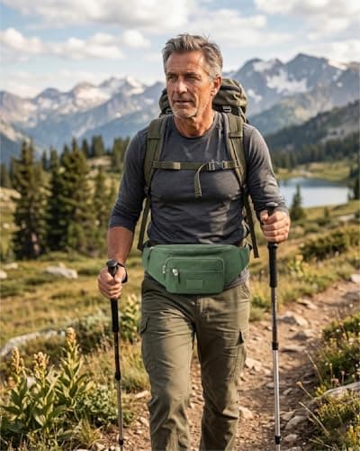 Bumbags for Ladies Bum Bag Fanny Pack Men Women Waist Pack Lightweight Adjustable for Running Walking Hiking Jogging (Olive drab) — view 3