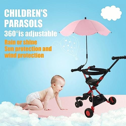 Bu-ggy Parasol with Clip on Fixing Device - 360° UV Protection, Waterproof Universal Baby Pram Umbrella for Pushchair Strollers — view 3