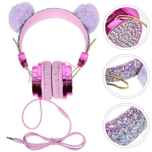PartyKindom 2pcs Boys and Girls Plush Ear Headphones Noise Cancelling for Girl Comfortable over Ear Headset for Sleeping and Travel — view 2