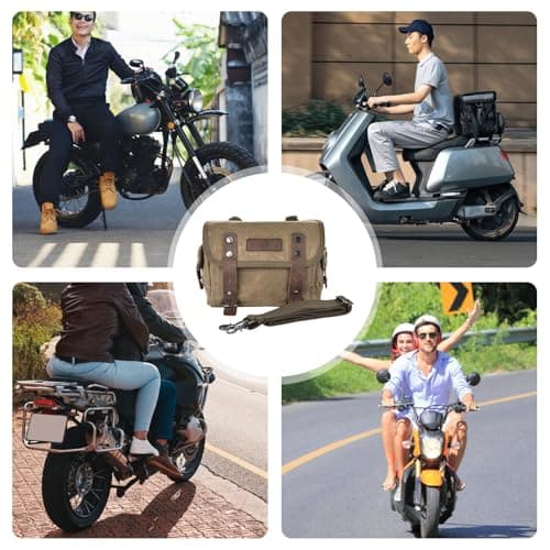Generic Motorcycle Saddle Bag, Canvas, Khaki, Bicycle Compatible, Side/Seat Mount, Soft Shell, 1.37 lbs, 1 Count — view 2