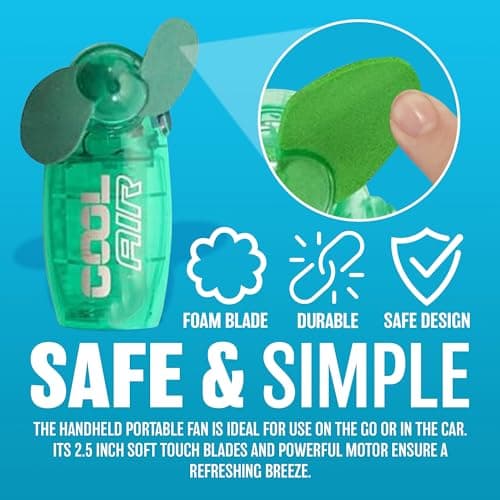 BARGAINS-GALORE 10 x Mini Portable Pocket Fan - Cool Air Hand Held Battery Travel Summer Blower 4 Cooler - Set of 10 | For Home, Office, Outdoor, Travel, Stroll — view 3