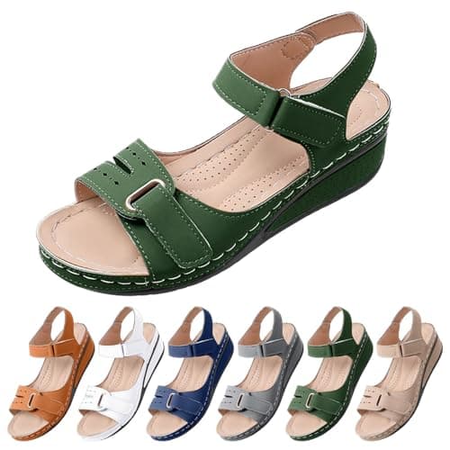 Sandals For Women Green Sports Hiking Shoes Comfort Wedge Open Toe Ankle Strap Beach Shoes Summer Slides with Adjustable Strap — view 4